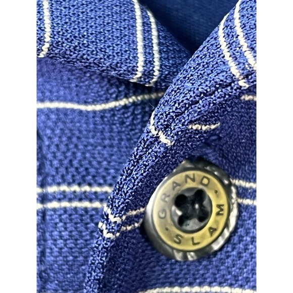 Grandslam Polo Shirt Size XL Blue Striped Logo Collar Buttons Men Golf Polo - Picture 6 of 8